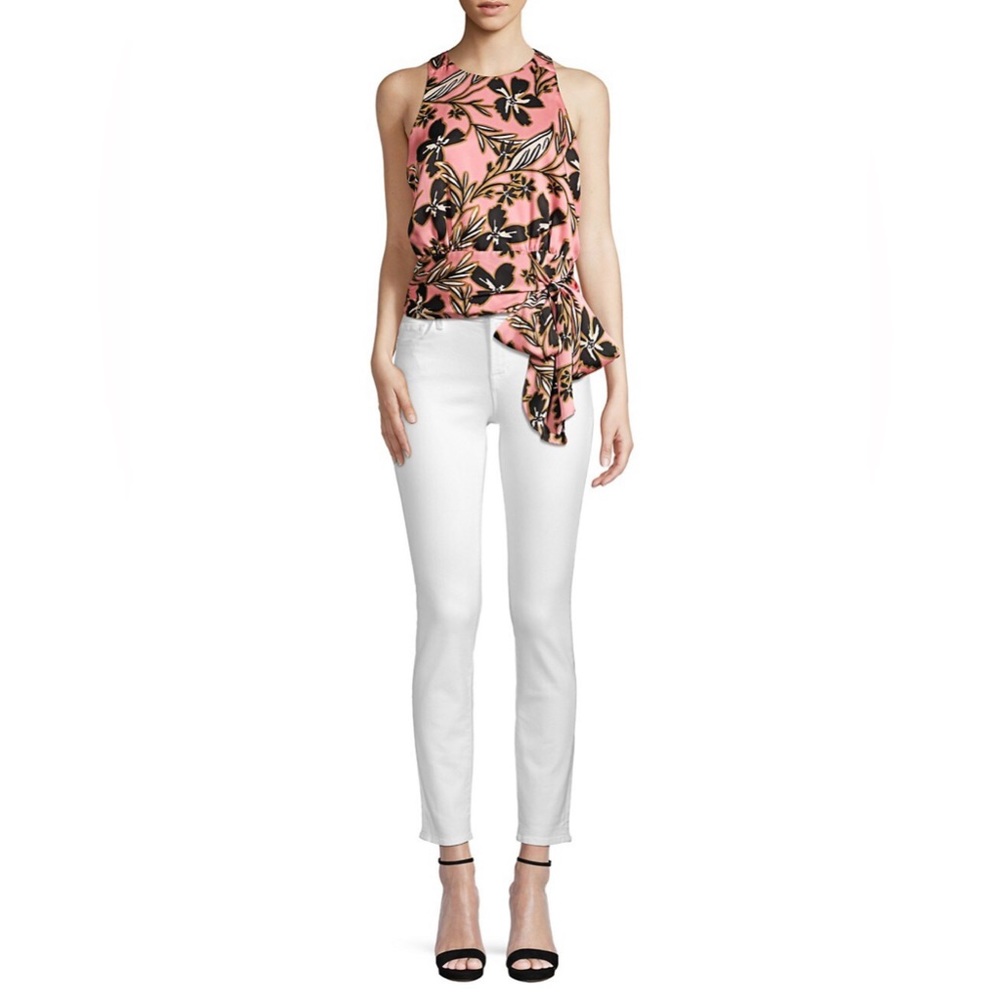 Milly. Floral Twill Bow Blouse. Size: 4